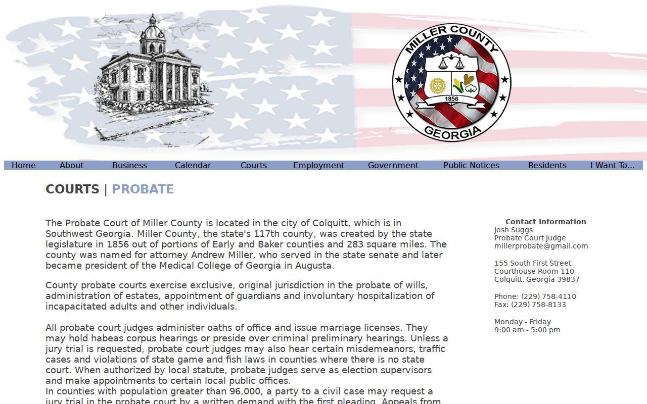 Miller County court docket Probate Court jurisdiction