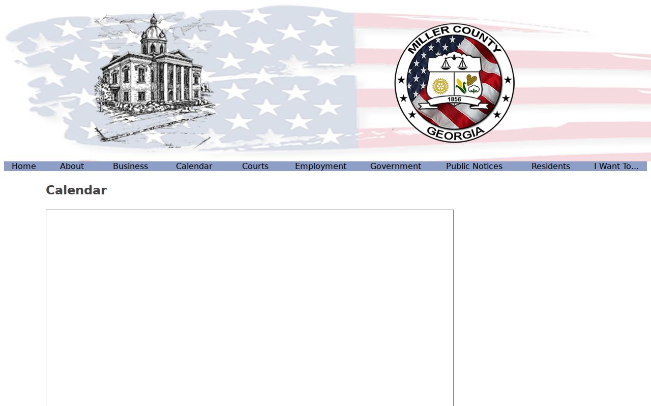 Miller County court calendar page without a public case schedule